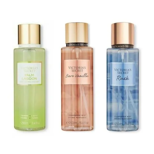 VICTORIA'S SECRET Palm Lagoon-Bare Vanilla-Rush Vücut Spreyi Üçlü Set VICTORIA'S SECRET Palm Lagoon-Bare Vanilla-Rush Vücut Spreyi Üçlü Set