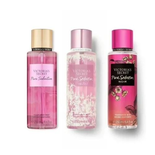 VICTORIA'S SECRET Pure Seduction-Pure Seduction Frosted-Pure Seduction Noir Vücut Spreyi Üçlü Set VICTORIA'S SECRET Pure Seduction-Pure Seduction Frosted-Pure Seduction Noir Vücut Spreyi Üçlü Set